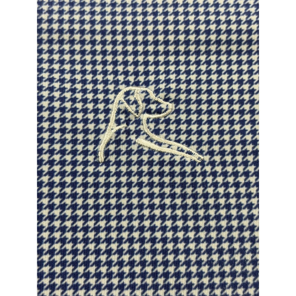 Rhoback Mens XL Performance Polo Shirt Blue White Houndstooth Short Sleeve Logo